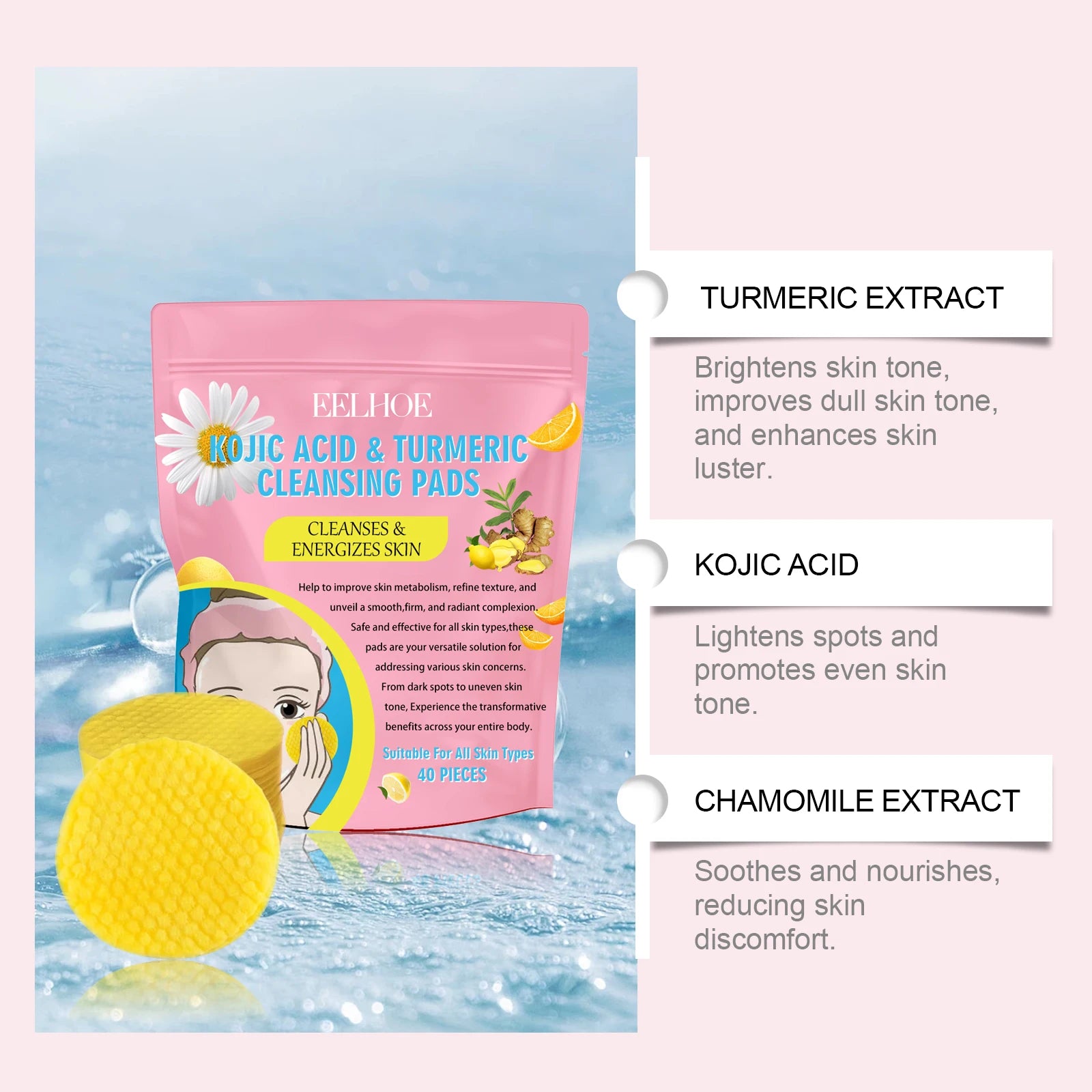 EELHOE Turmeric Kojic Acid Cleansing Pads