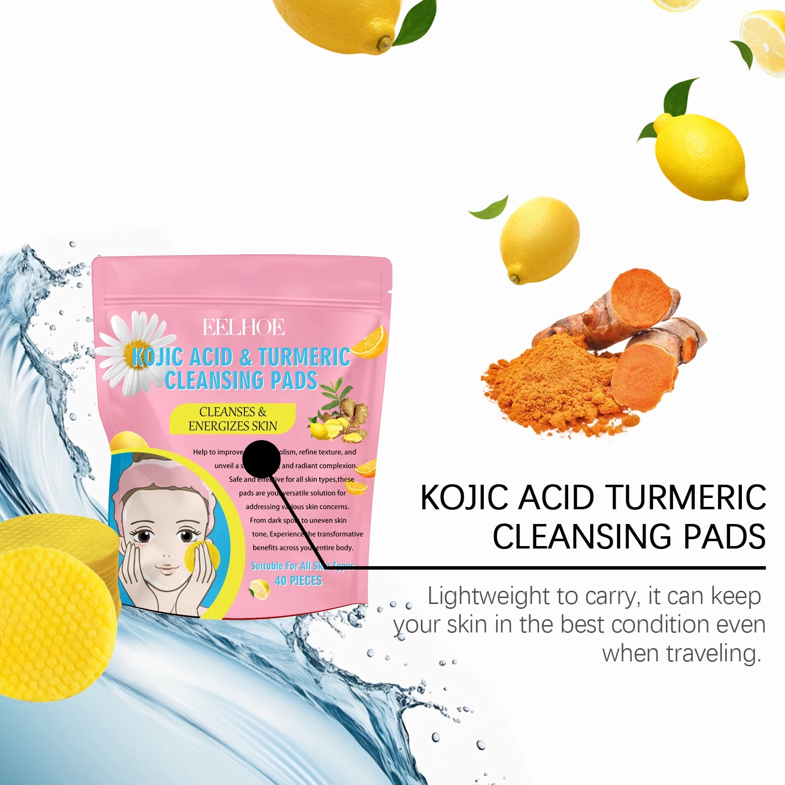 EELHOE Turmeric Kojic Acid Cleansing Pads