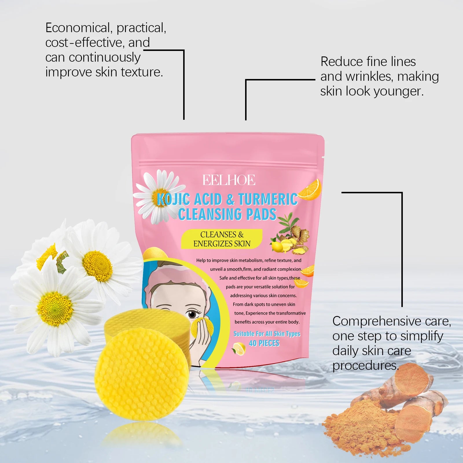 EELHOE Turmeric Kojic Acid Cleansing Pads