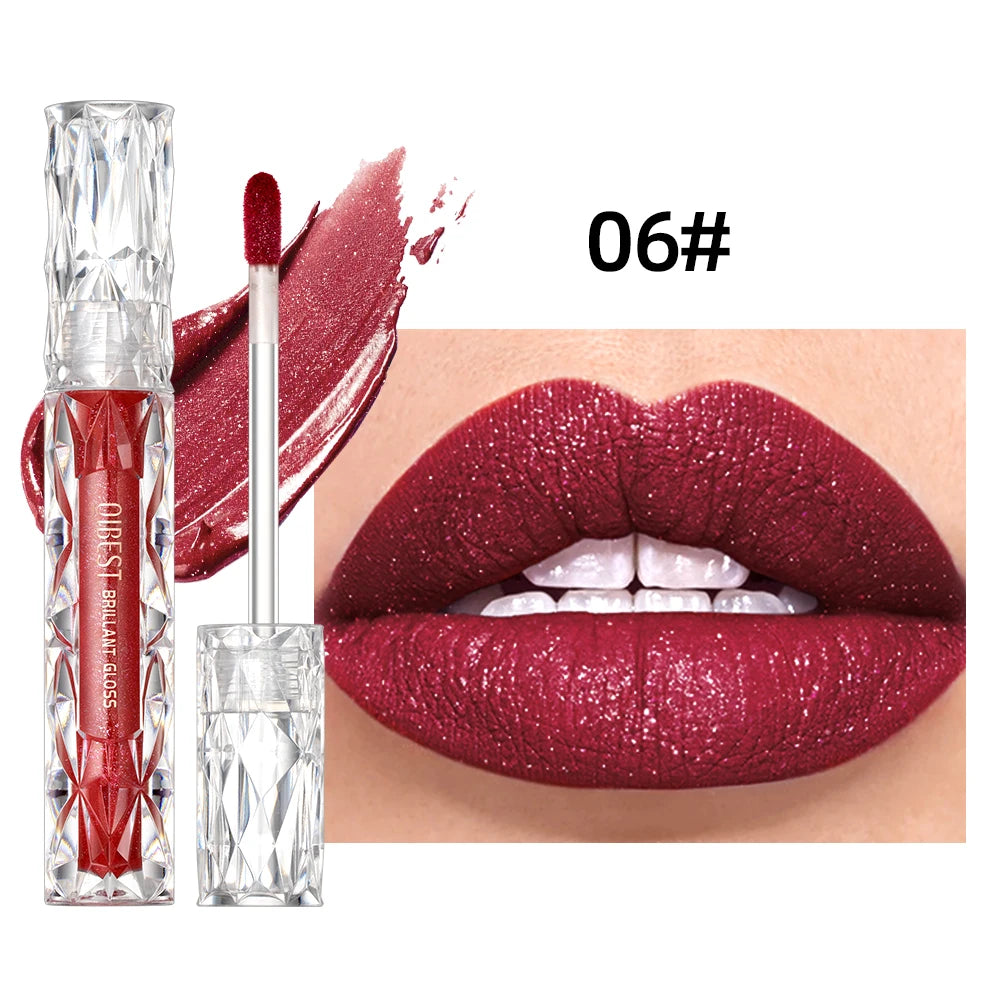 QIBEST Diamond Glitter Lip Gloss & Matte Lipstick