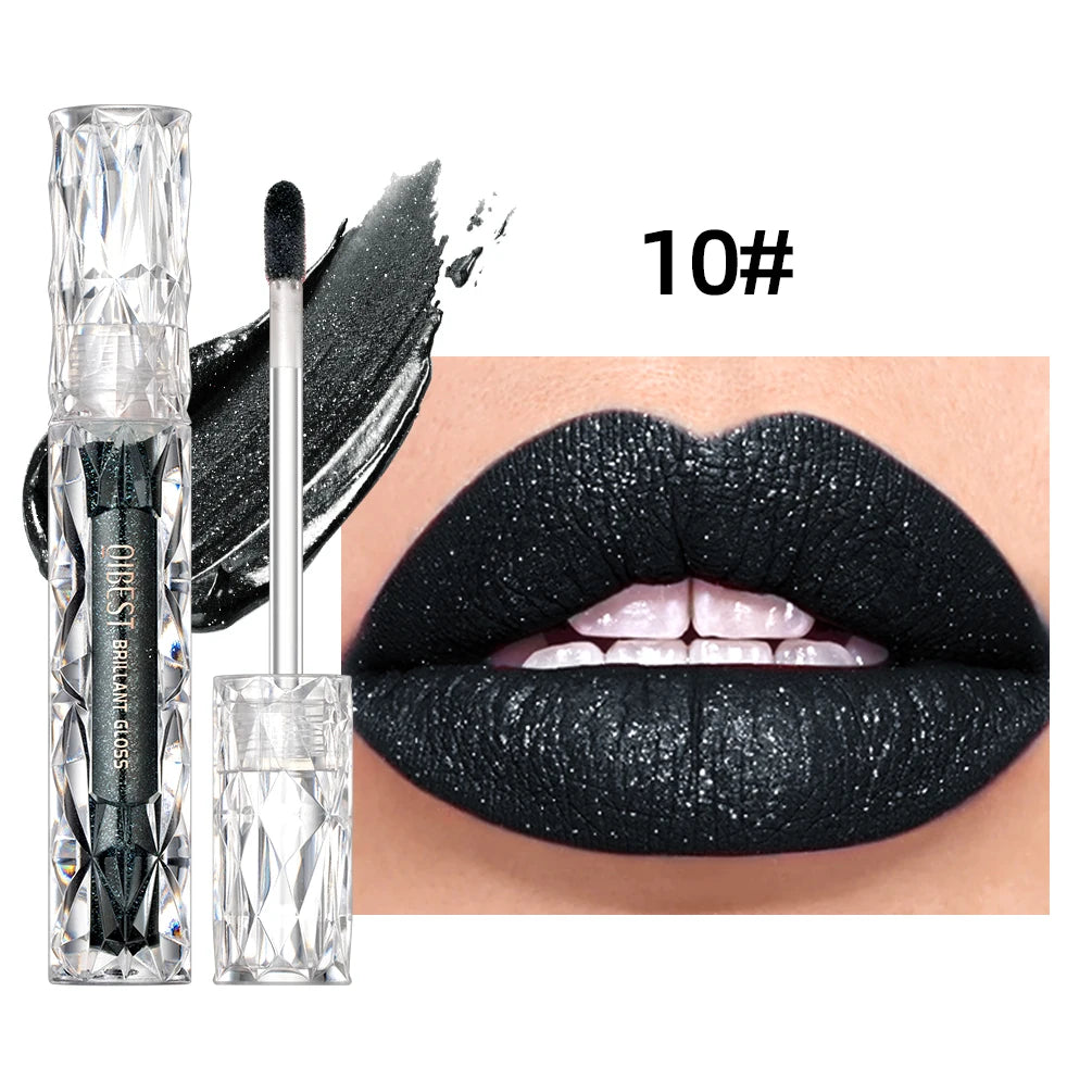 QIBEST Diamond Glitter Lip Gloss & Matte Lipstick