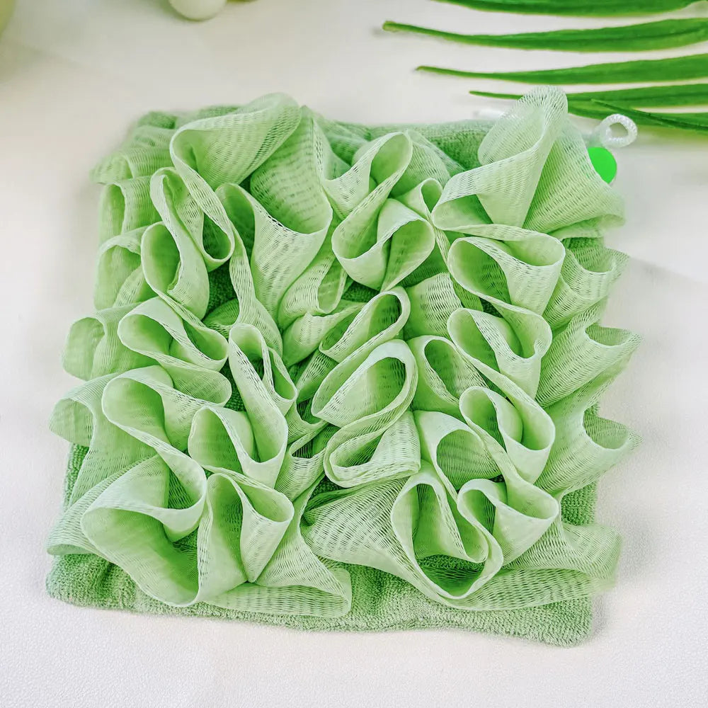 2-in-1 Loofah Bath Ball Towel with Drawstring