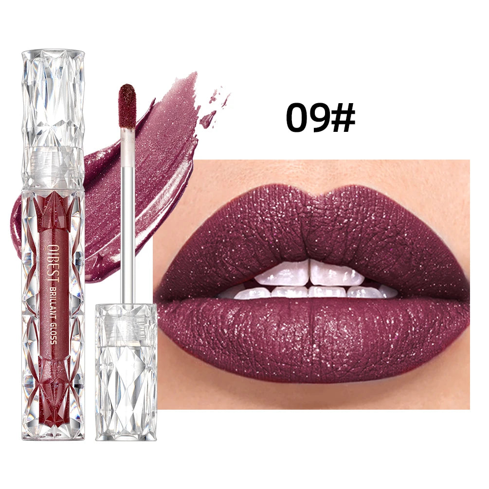QIBEST Diamond Glitter Lip Gloss & Matte Lipstick