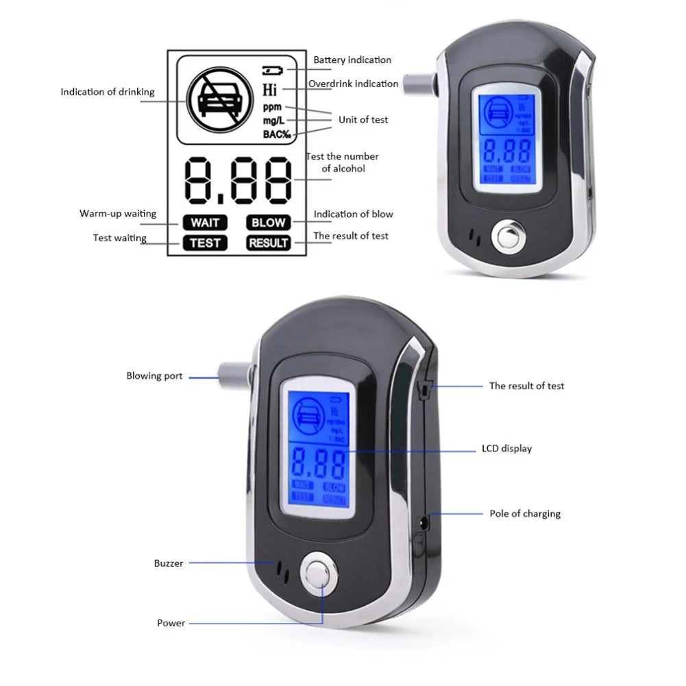 Portable Digital Alcohol Tester with LCD Display