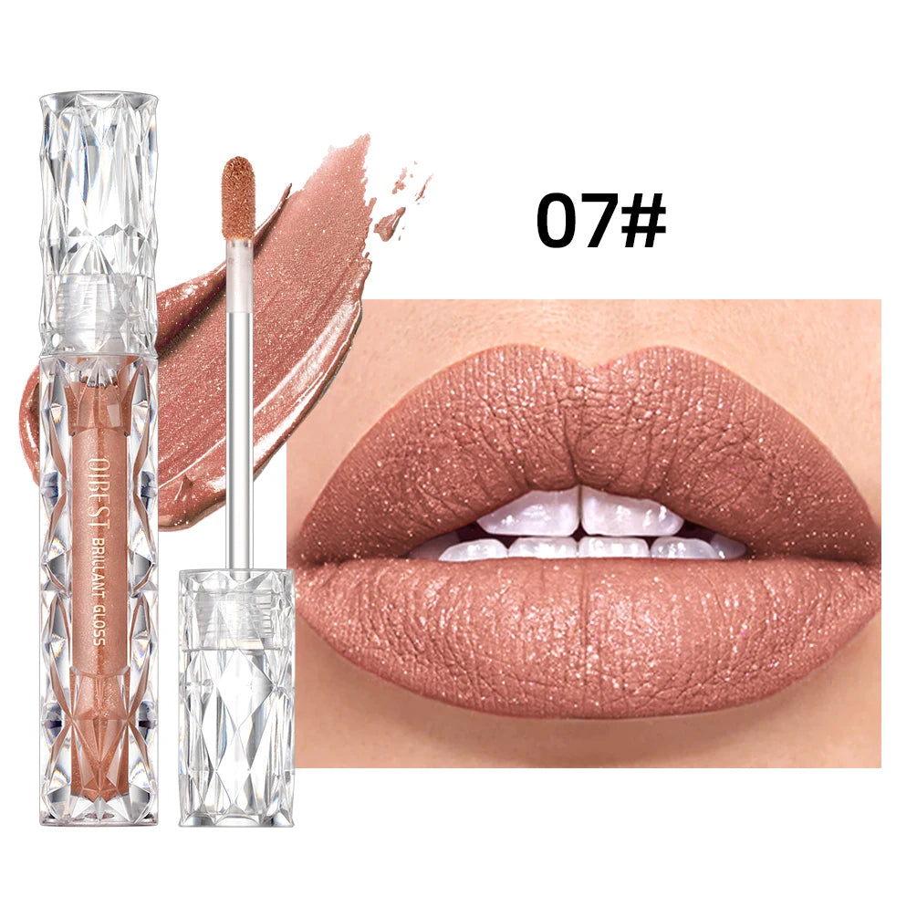 QIBEST Diamond Glitter Lip Gloss & Matte Lipstick