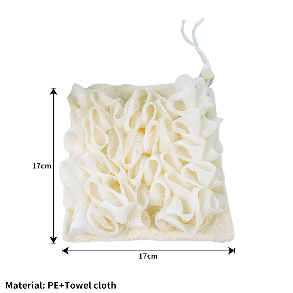 2-in-1 Loofah Bath Ball Towel with Drawstring