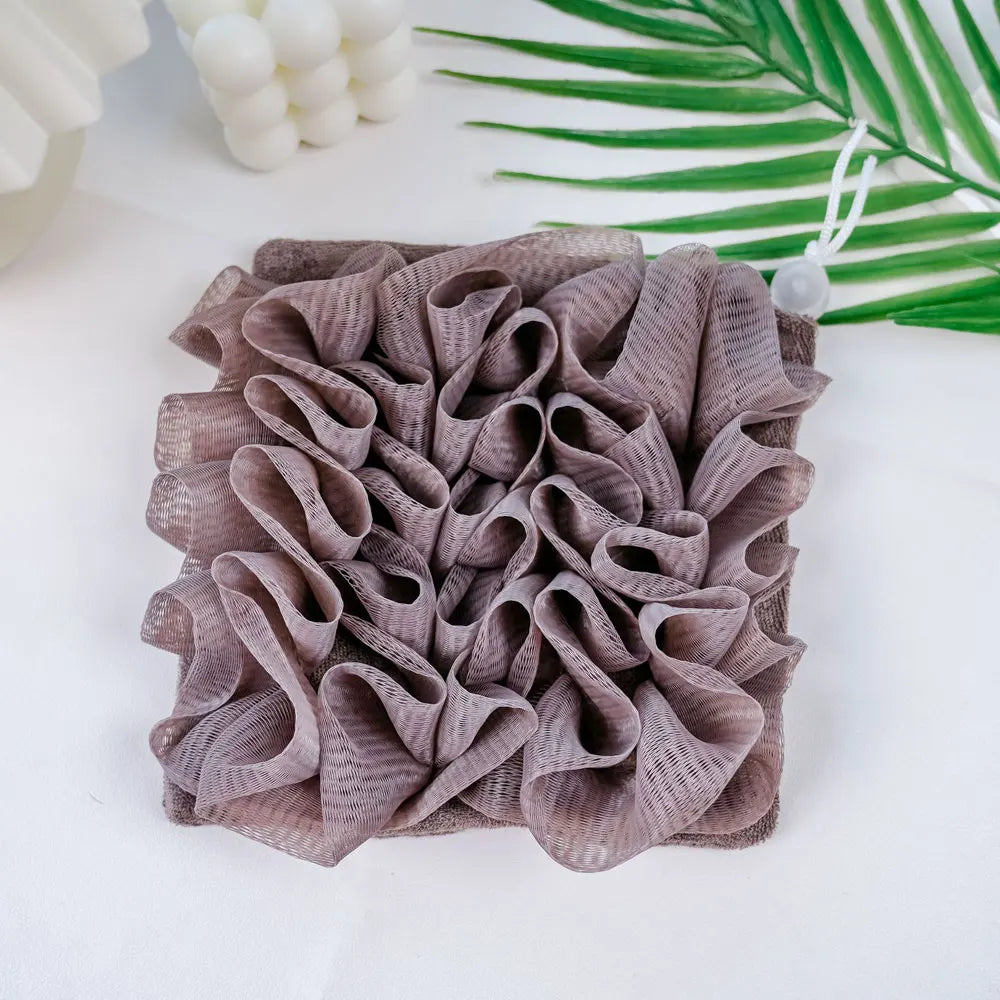 2-in-1 Loofah Bath Ball Towel with Drawstring