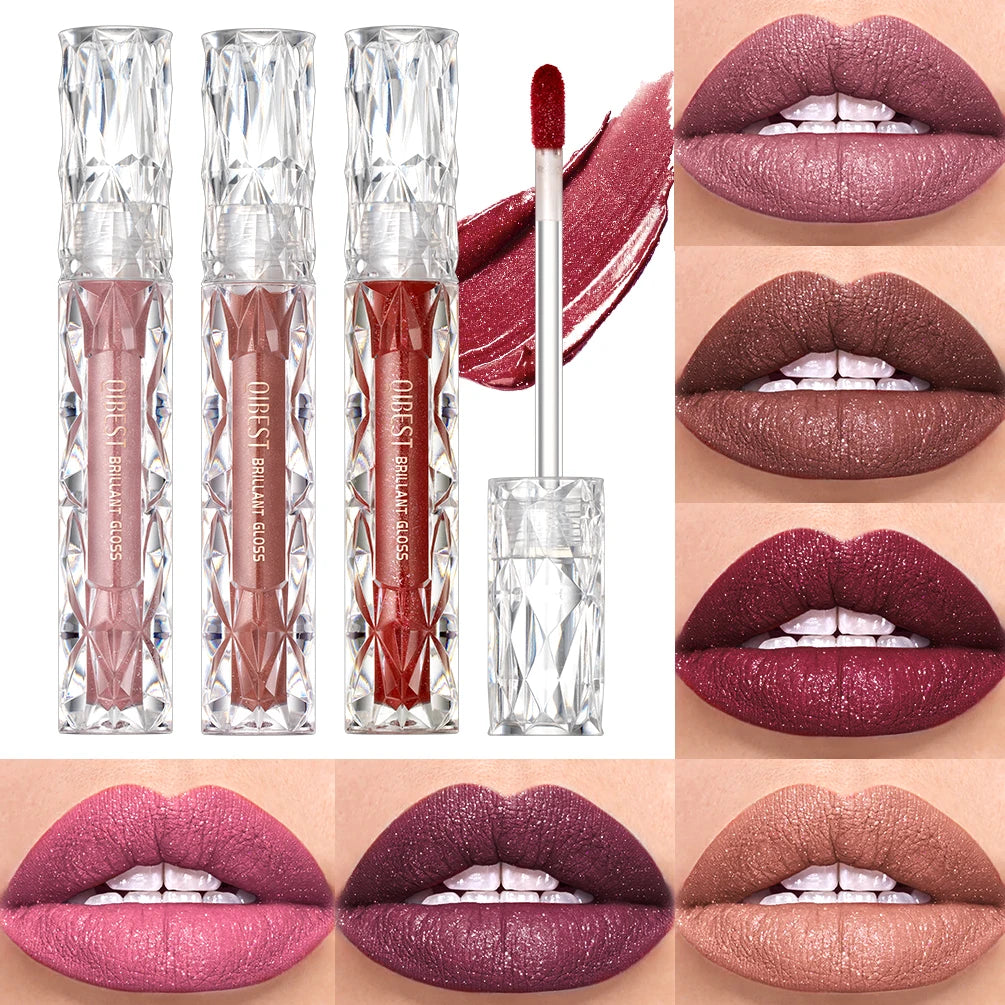 QIBEST Diamond Glitter Lip Gloss & Matte Lipstick