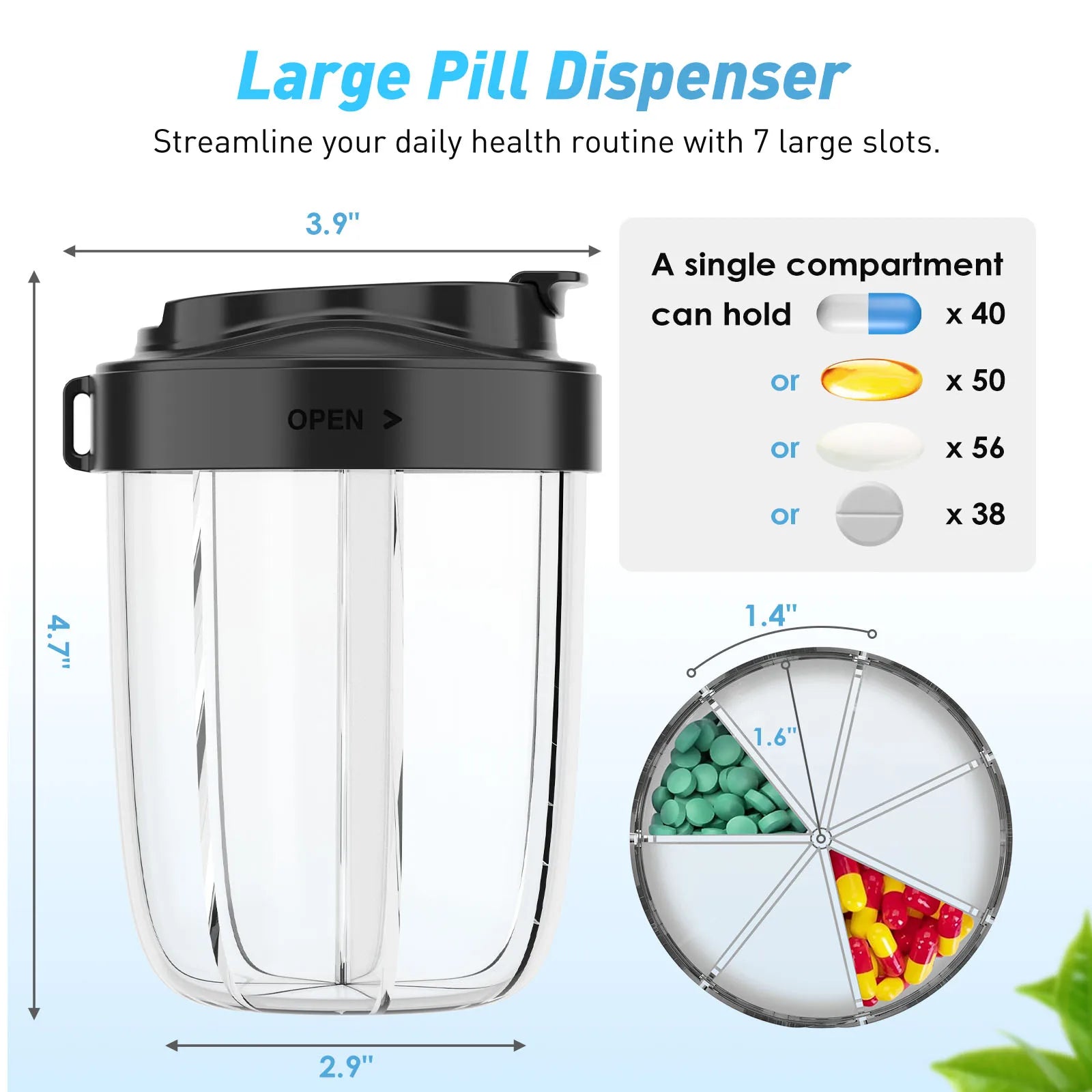 7-Grid Pill Bottle & Supplement Organizer