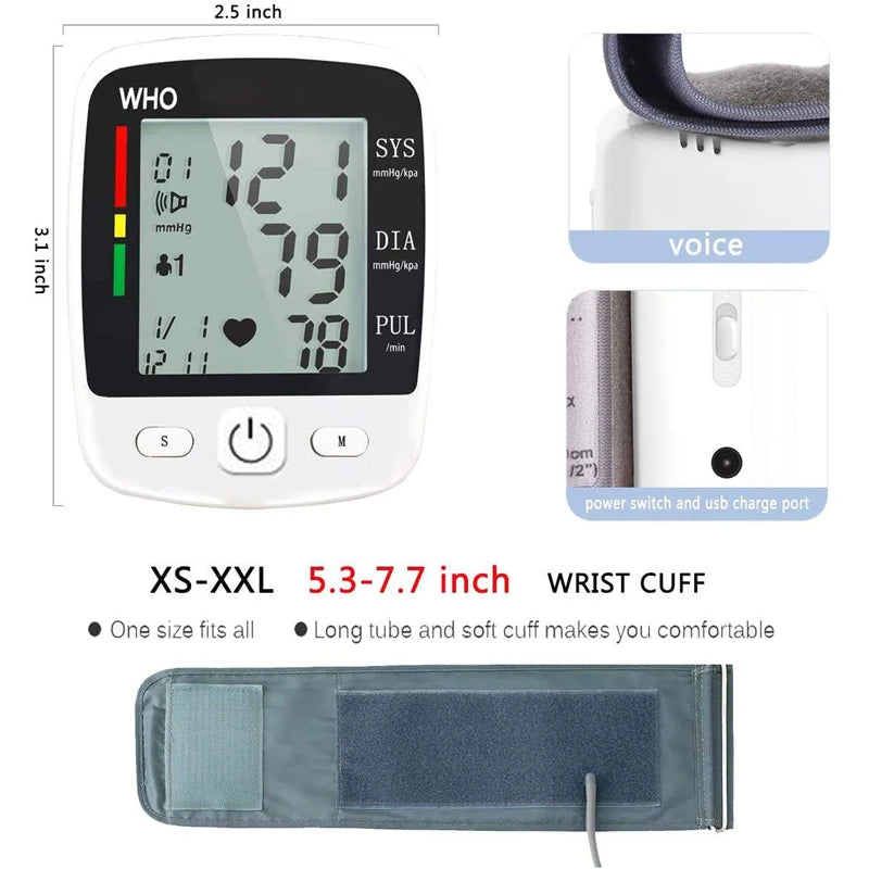 Digital Wrist Blood Pressure Monitor – Rechargeable