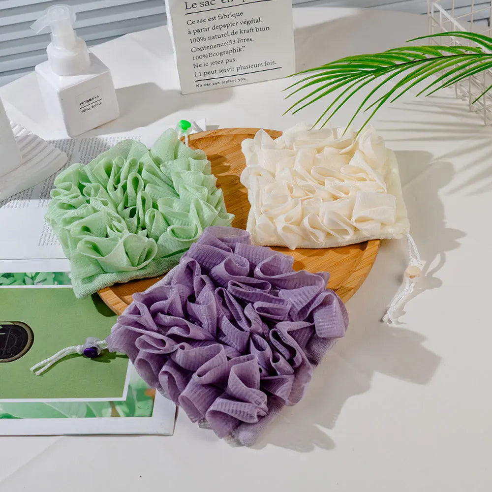 2-in-1 Loofah Bath Ball Towel with Drawstring