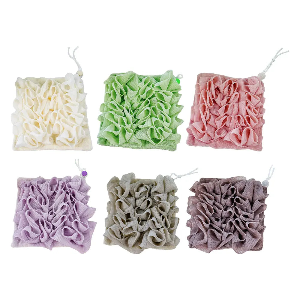2-in-1 Loofah Bath Ball Towel with Drawstring