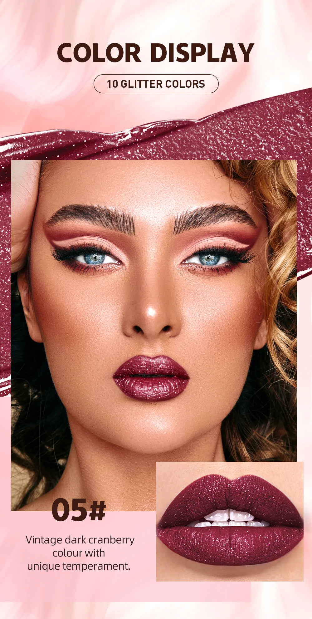 QIBEST Diamond Glitter Lip Gloss & Matte Lipstick