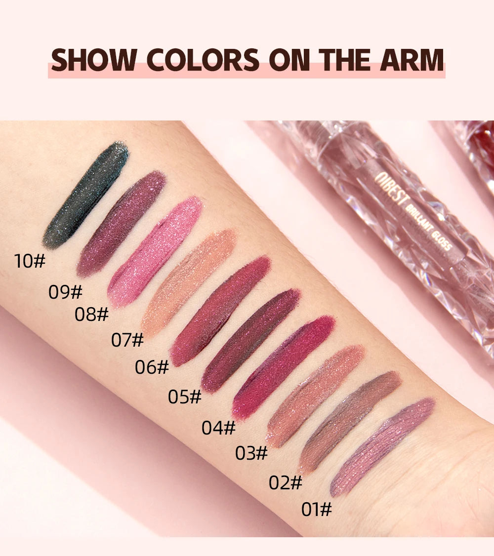 QIBEST Diamond Glitter Lip Gloss & Matte Lipstick