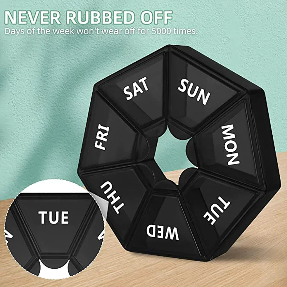 Portable 7-Day Pill Organizer Box – Black