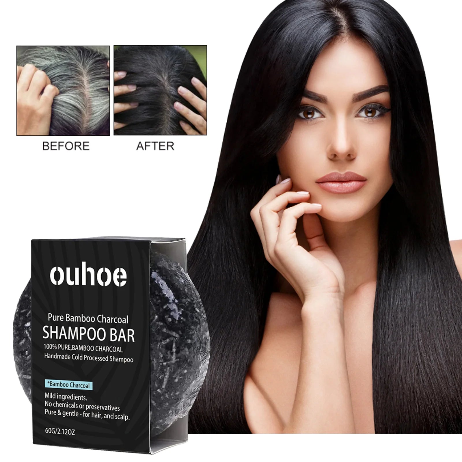 OUHOE Bamboo Charcoal Shampoo Bar