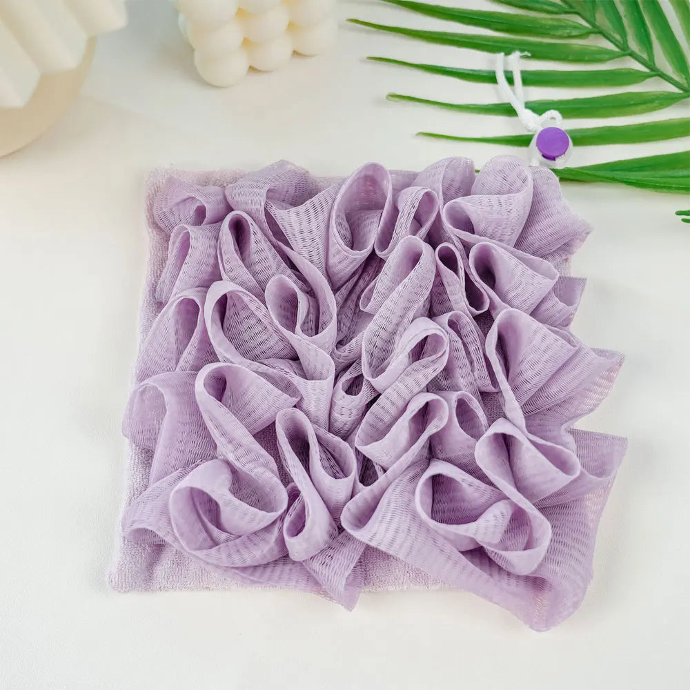 2-in-1 Loofah Bath Ball Towel with Drawstring