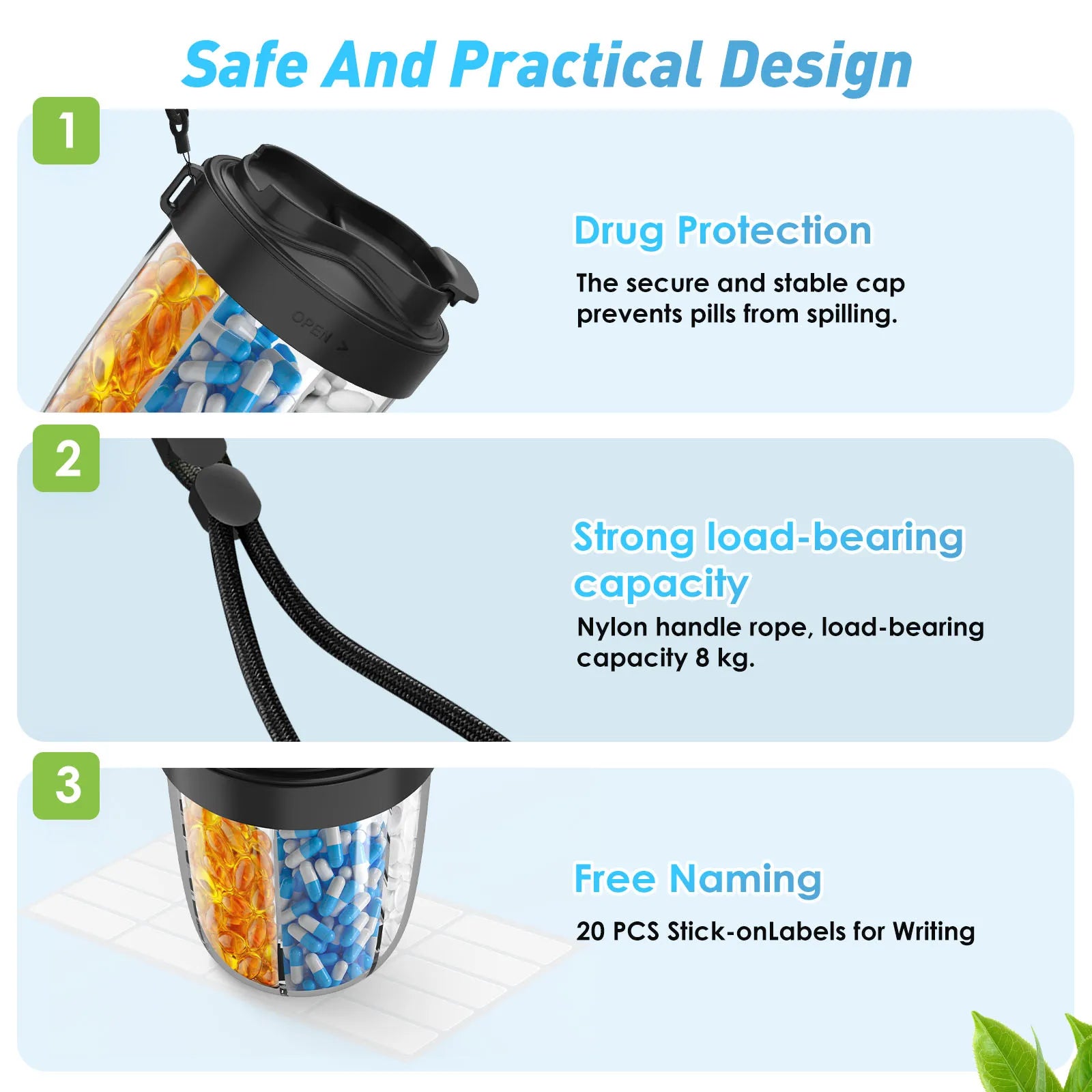 7-Grid Pill Bottle & Supplement Organizer