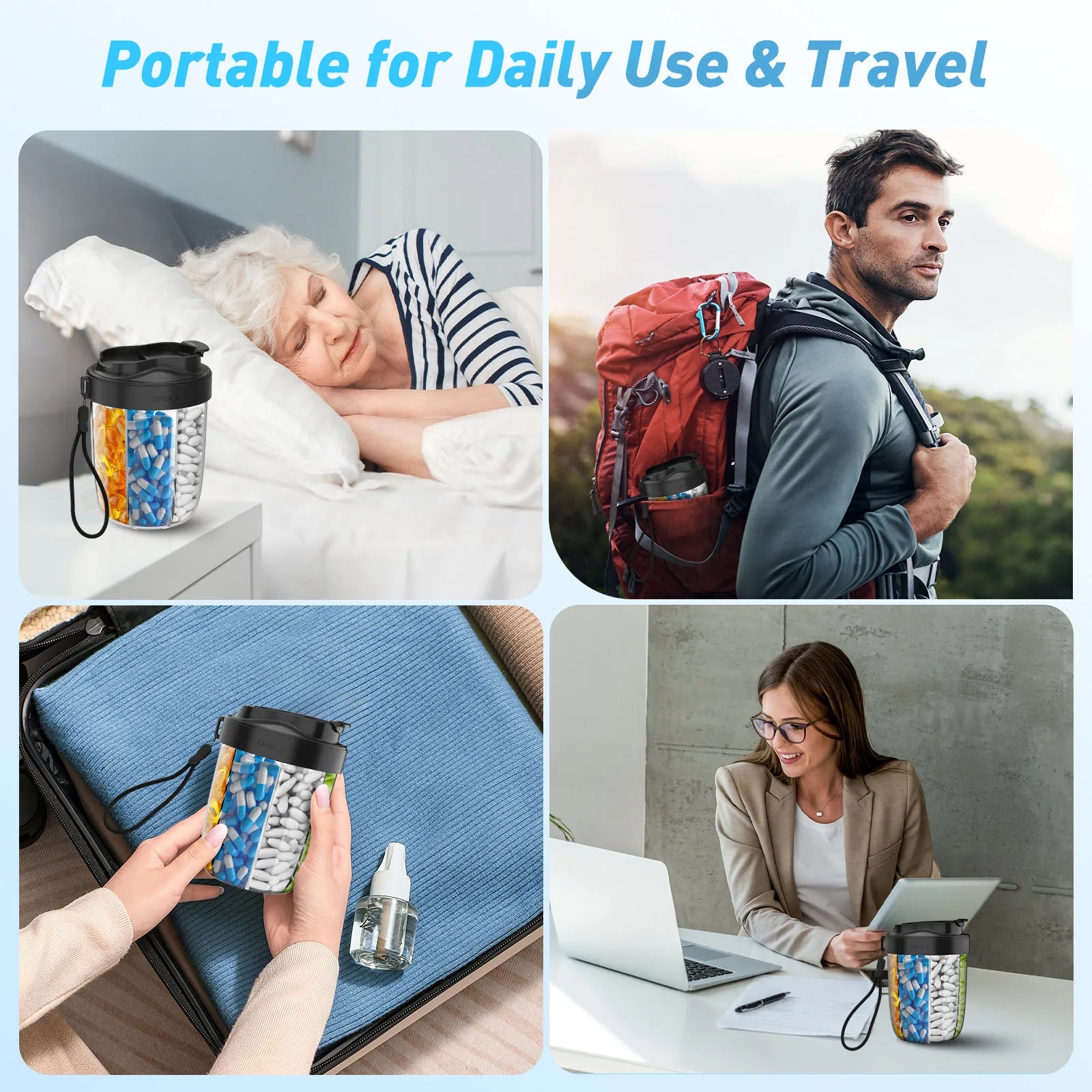 7-Grid Pill Bottle & Supplement Organizer