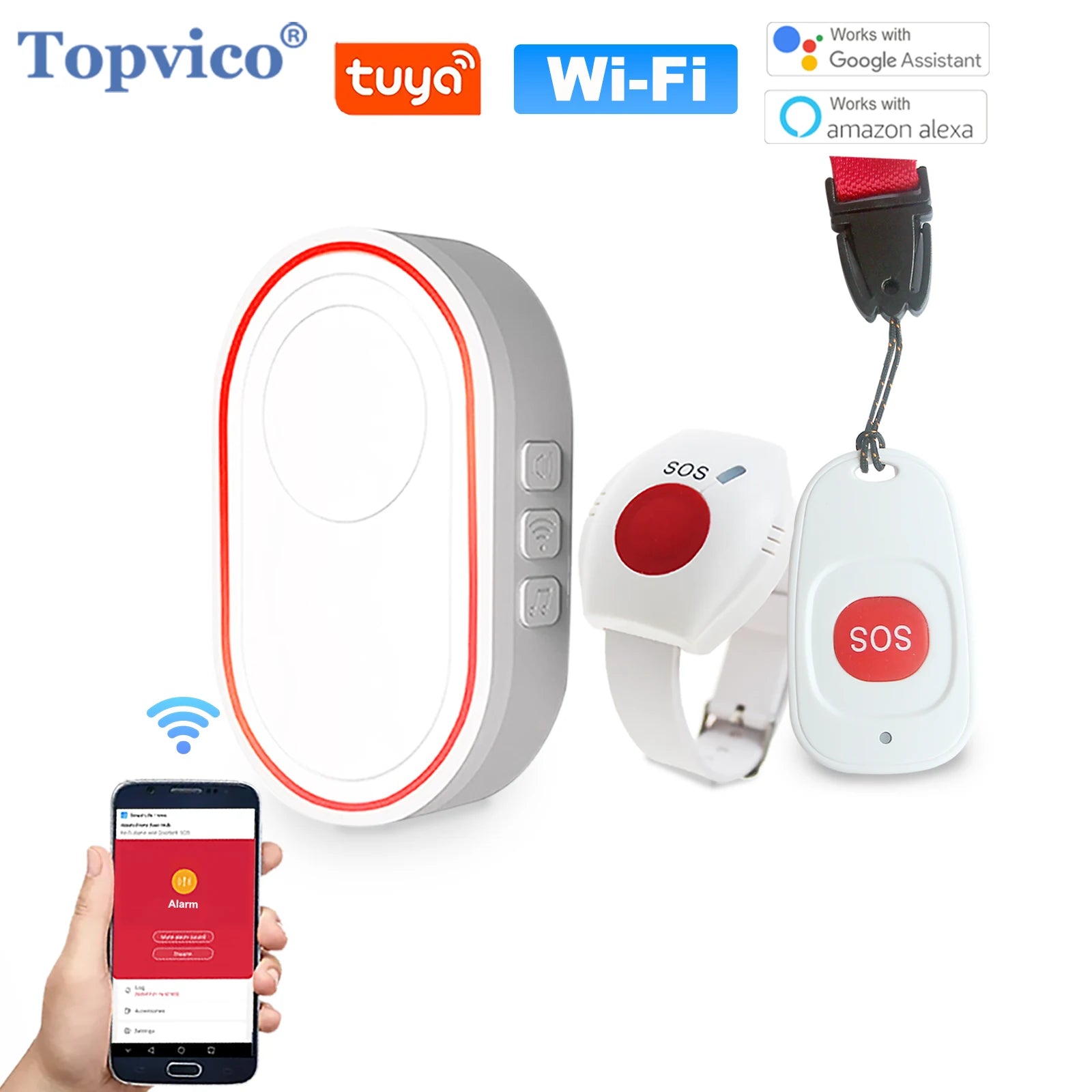 Topvico Tuya WiFi SOS Panic Button for Seniors