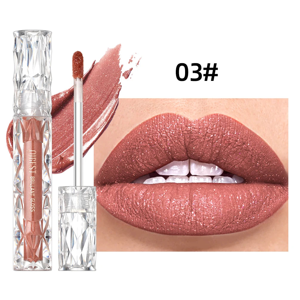 QIBEST Diamond Glitter Lip Gloss & Matte Lipstick