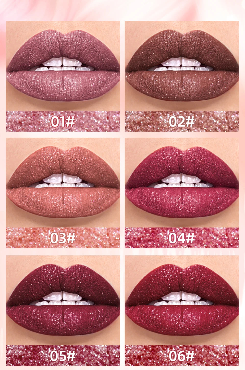 QIBEST Diamond Glitter Lip Gloss & Matte Lipstick