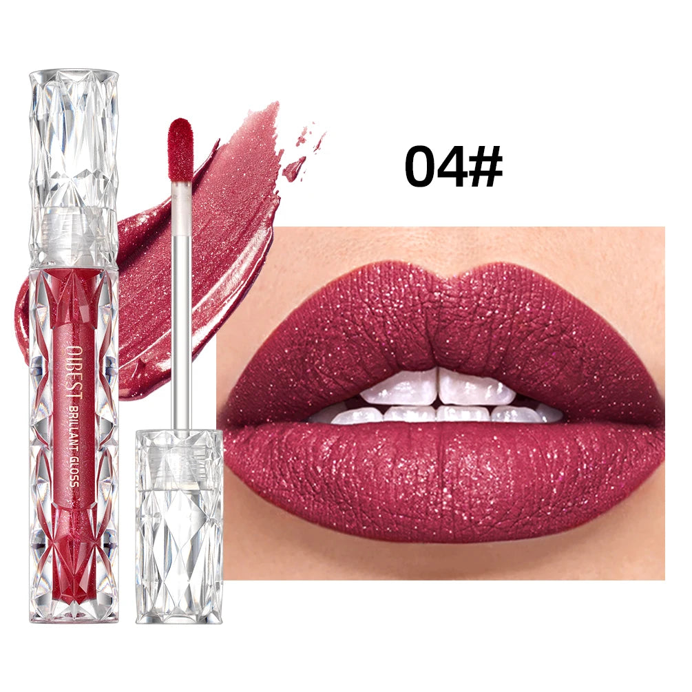 QIBEST Diamond Glitter Lip Gloss & Matte Lipstick