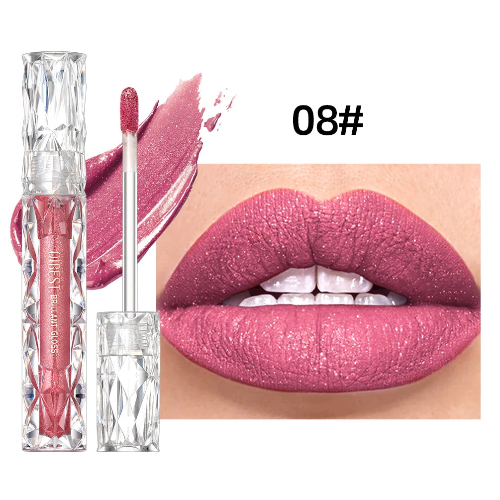 QIBEST Diamond Glitter Lip Gloss & Matte Lipstick