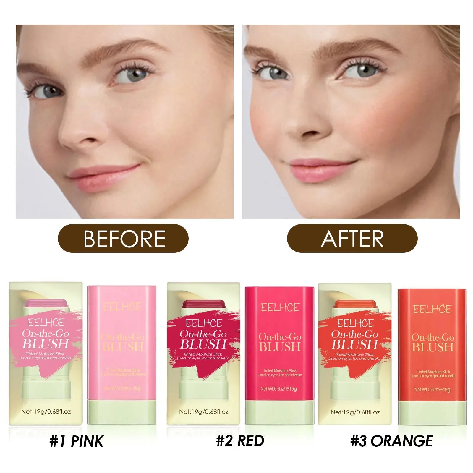 5PCS 3-in-1 Tinted Blush Stick Set