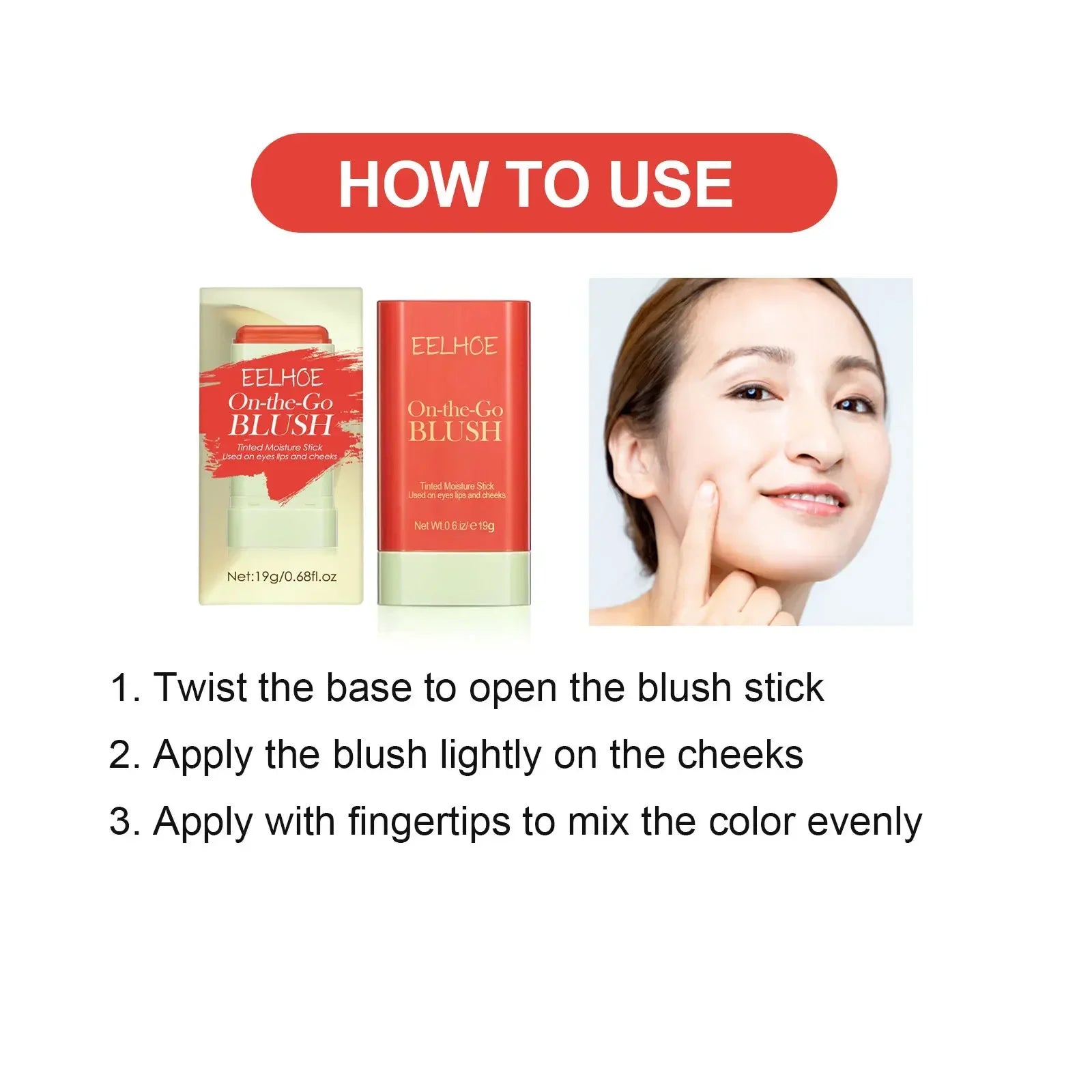 5PCS 3-in-1 Tinted Blush Stick Set