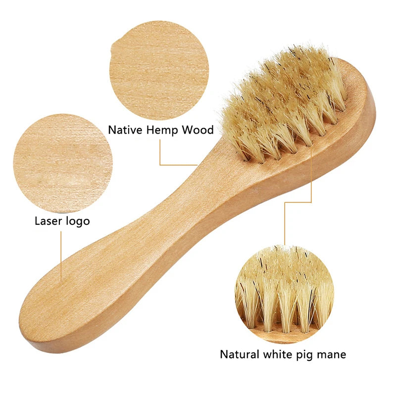 Natural Bristle Facial Exfoliating Brush – Wooden Handle